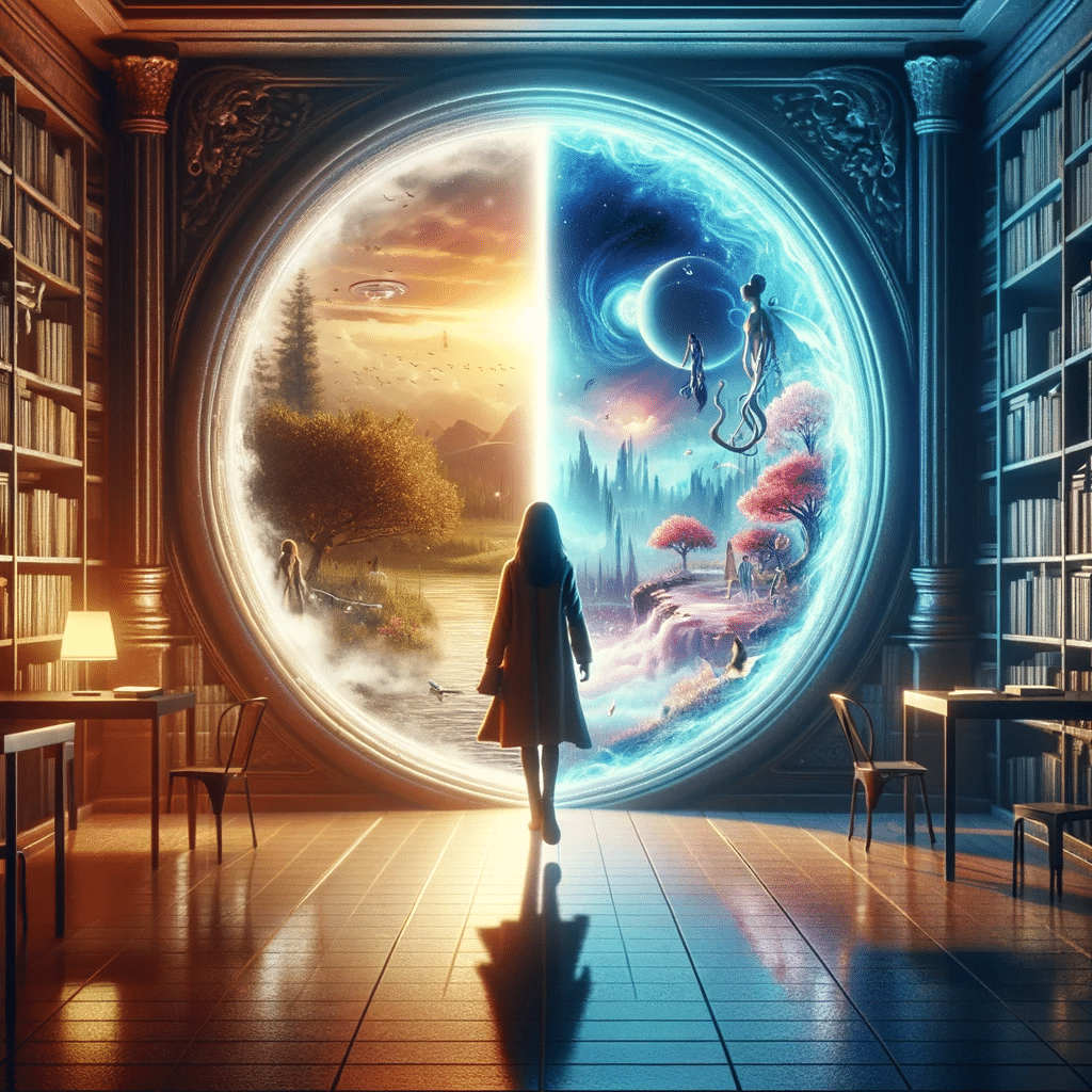 mysterious portal in the midnight library